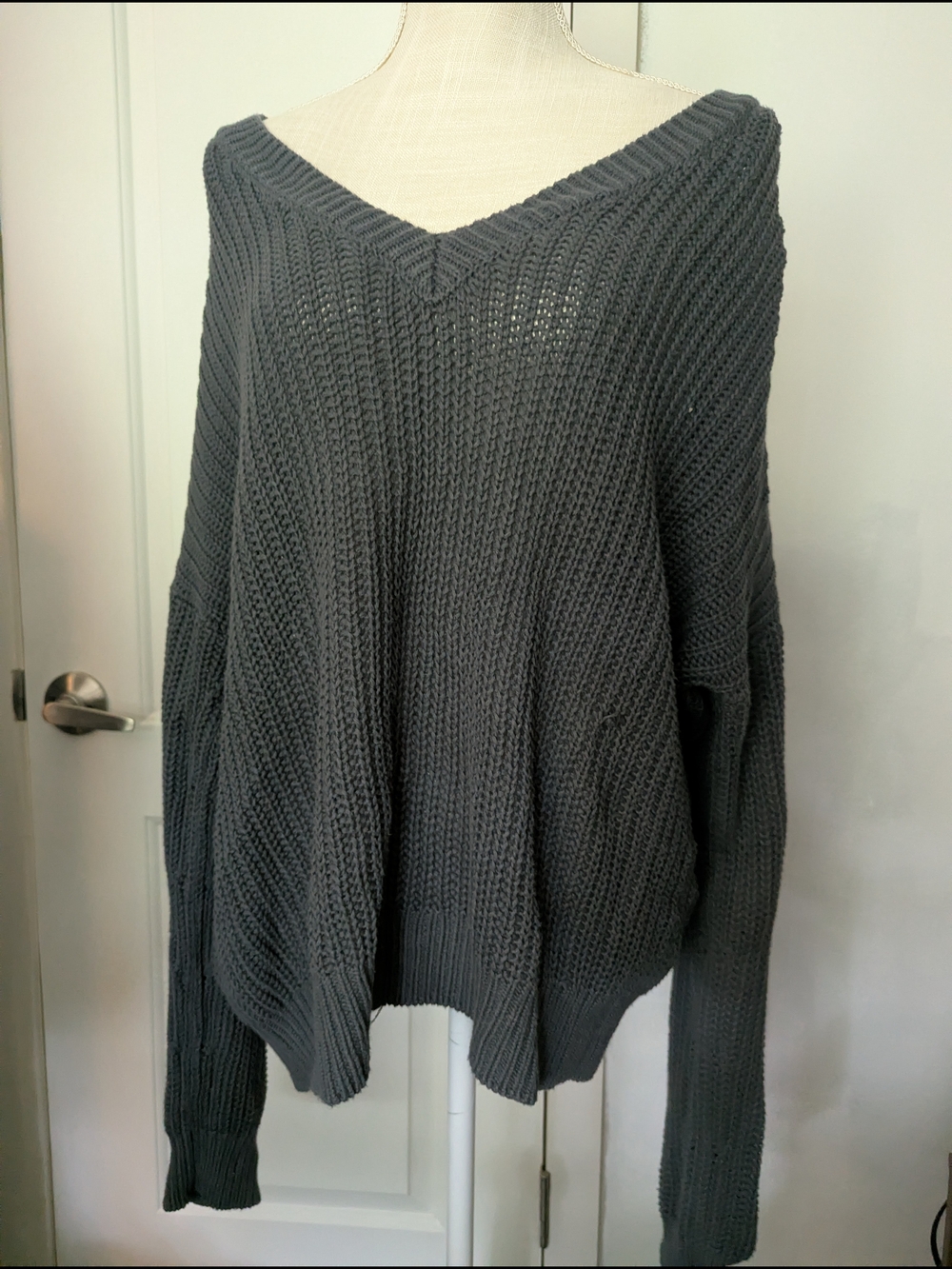 Forenza Charcoal Knit Top with PINK Trim